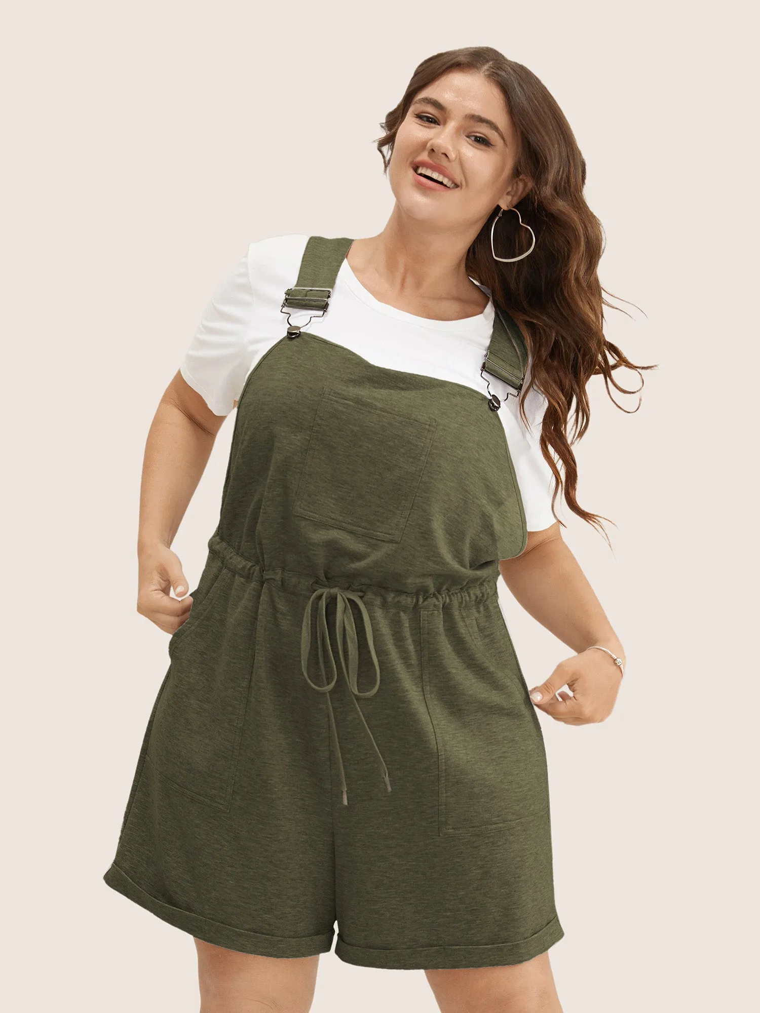 Solid Pocket Drawstring Overall Romper sold by Bloomchic product image thumbnail 4