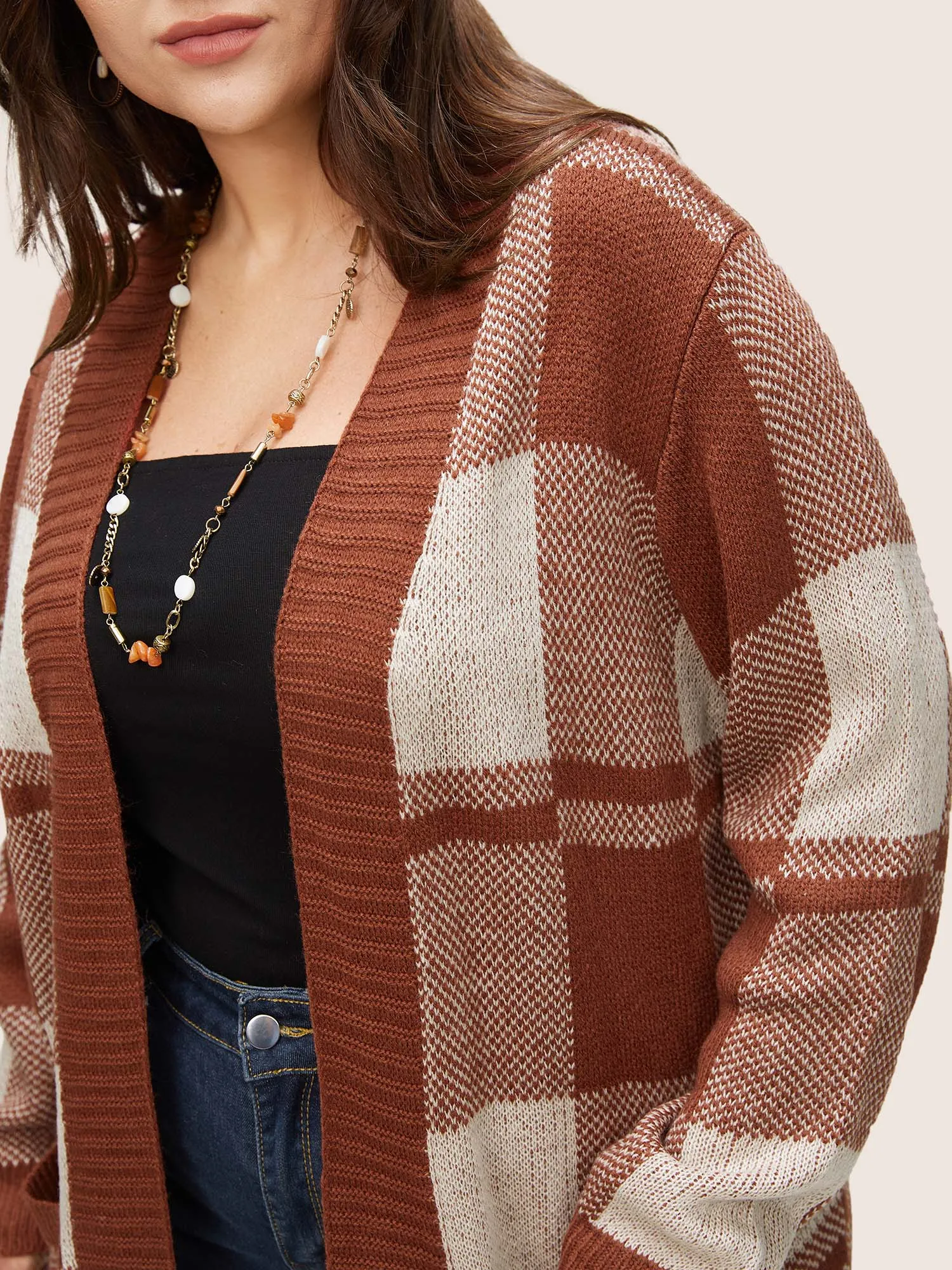 Contrast Colorblock Pocket Open Front Cardigan sold by Bloomchic product image thumbnail 4