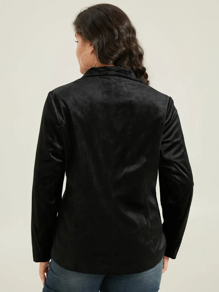 Velvet Lapel Collar Metai Detail Blazer sold by Bloomchic product image thumbnail 3