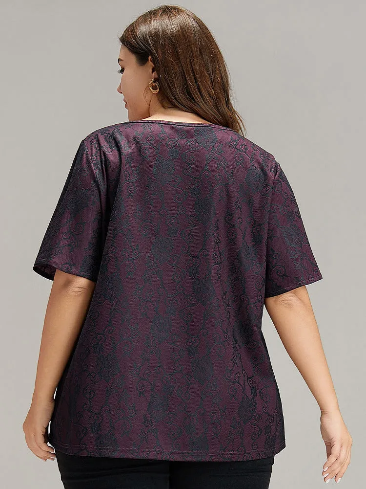 Lace Crisscross Neck T-shirt sold by Bloomchic product image thumbnail 5