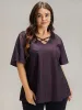 Lace Crisscross Neck T-shirt sold by Bloomchic