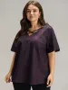 Lace Crisscross Neck T-shirt sold by Bloomchic