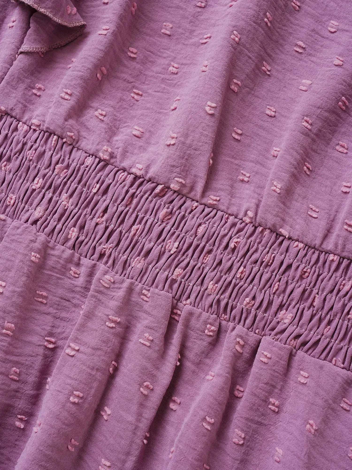 Solid Textured Shirred Patchwork Ruffles Dress sold by Bloomchic product image thumbnail 5