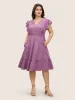 Solid Textured Shirred Patchwork Ruffles Dress sold by Bloomchic