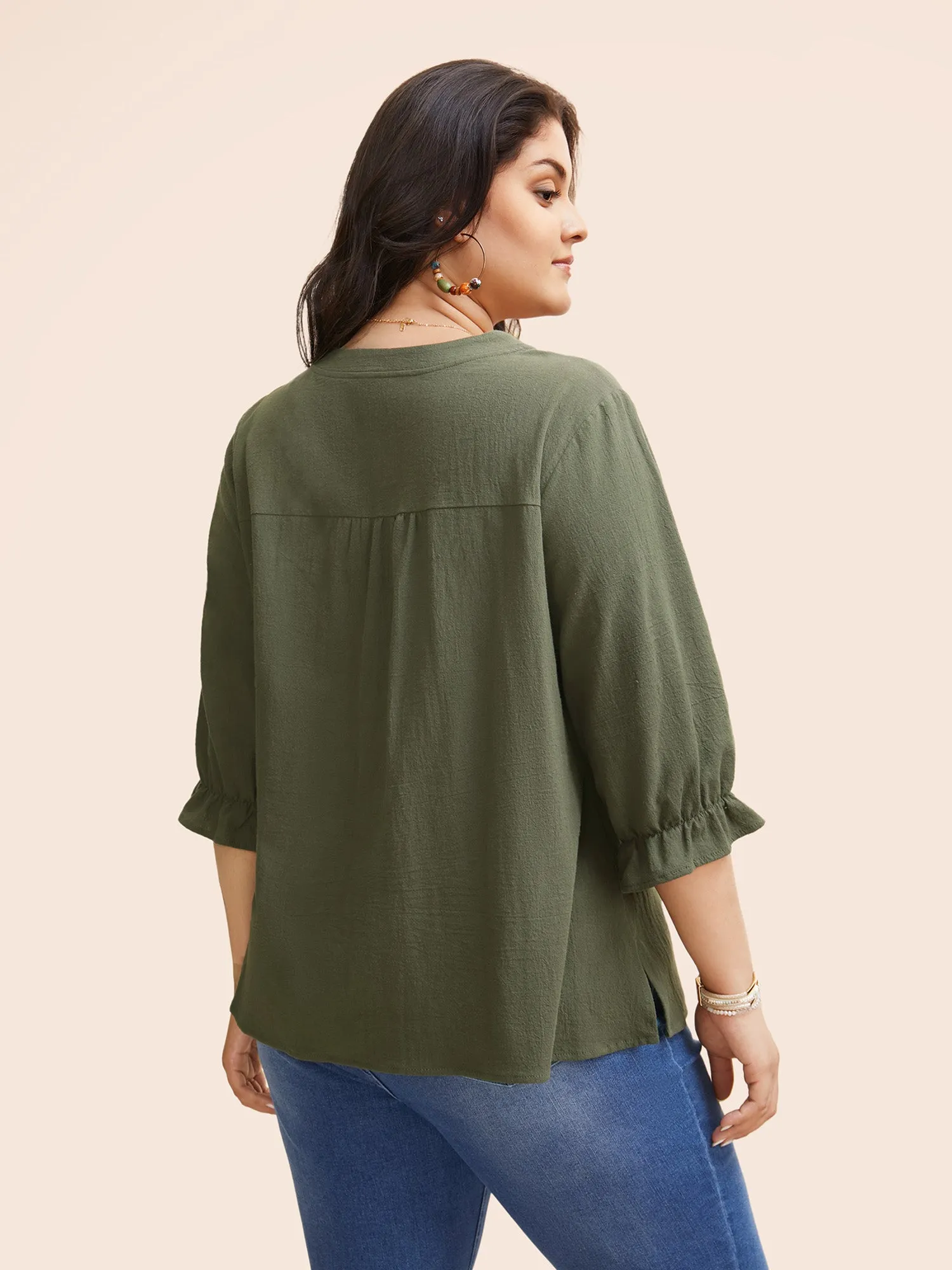 Broderie Anglaise Tie Knot Lantern Sleeve Blouse sold by Bloomchic product image thumbnail 4