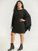Halloween Plain Round Neck Dolman Sleeve Dress sold by Bloomchic