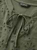 Broderie Anglaise Tie Knot Lantern Sleeve Blouse sold by Bloomchic