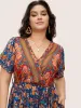 Bandana Surplice Neck Pocket Belted Flutter Hem Maxi Dress sold by Bloomchic
