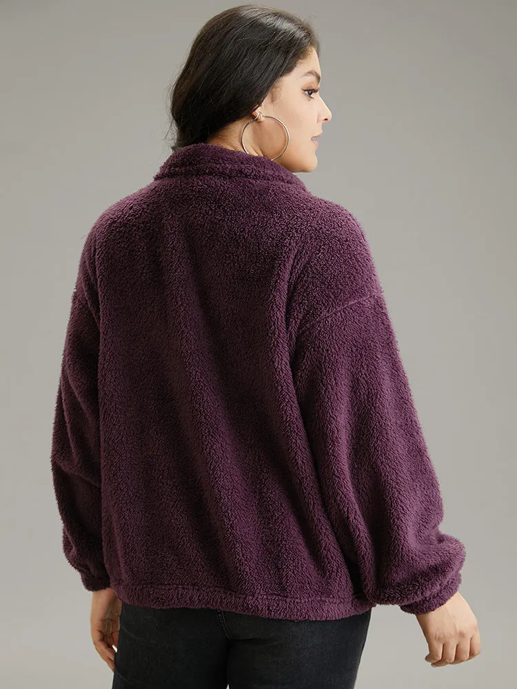 Contrast Zipper Pocket Teddy Jacket sold by Bloomchic product image thumbnail 2