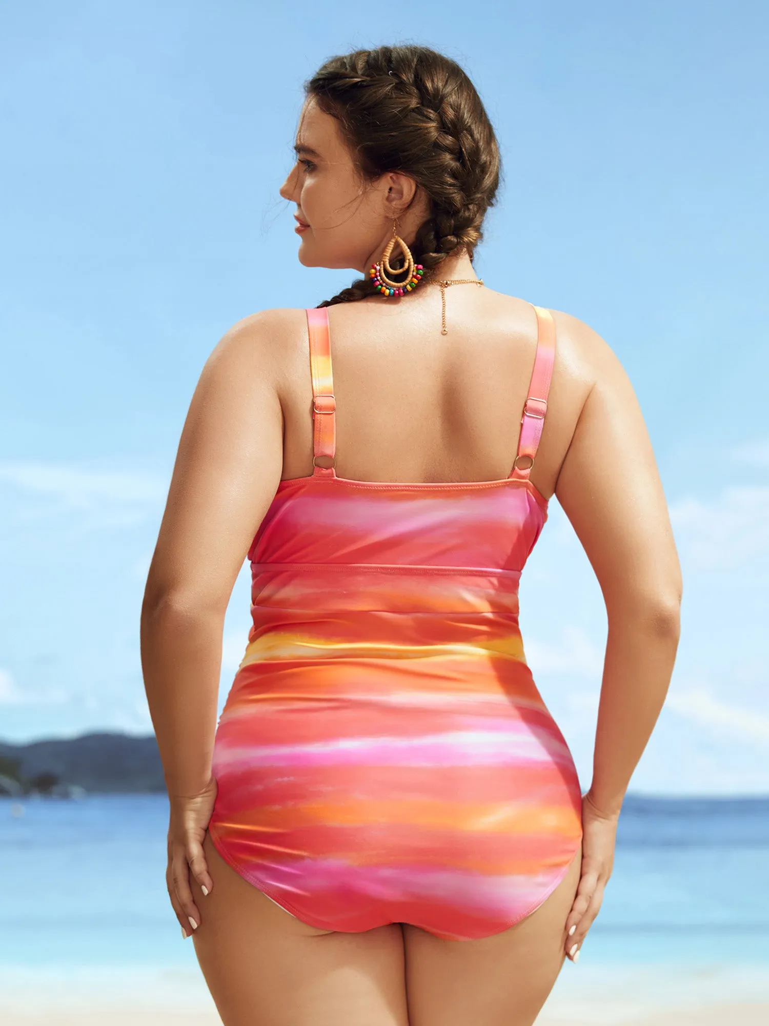 Ombre Wrap Ruffle Trim One Piece Swimsuit sold by Bloomchic product image thumbnail 2