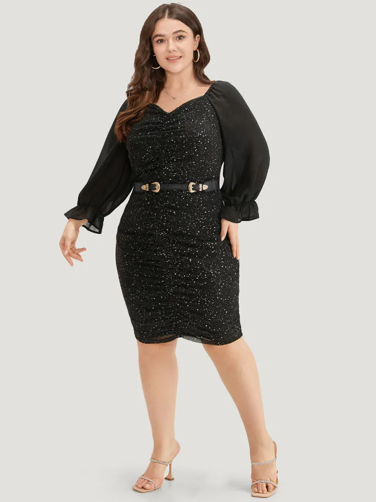 Glitte Chiffon Square Neck Ruched Dress sold by Bloomchic product image thumbnail 4