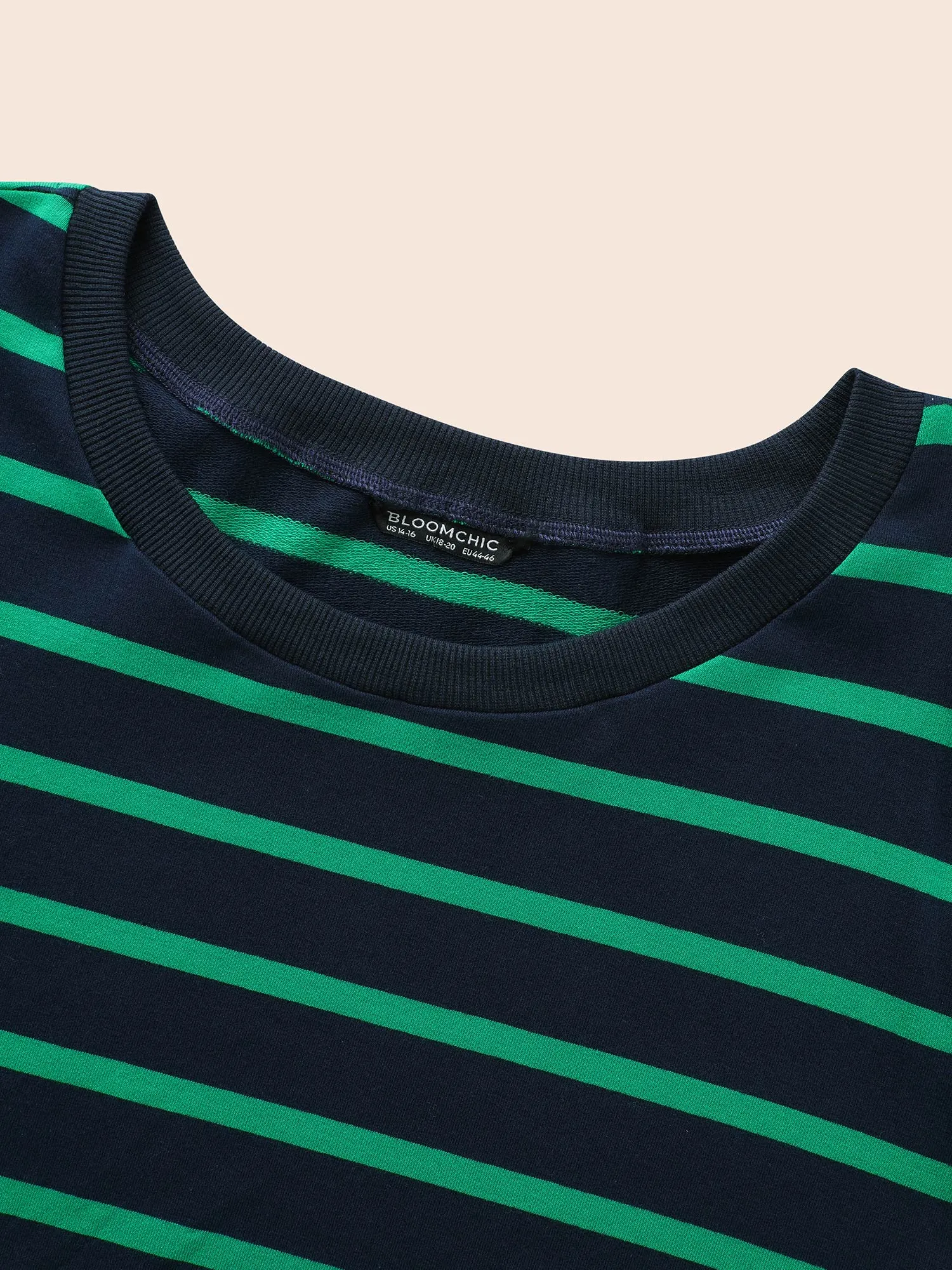 Round Neck Striped Stretchy Sweatshirt sold by Bloomchic product image thumbnail 5