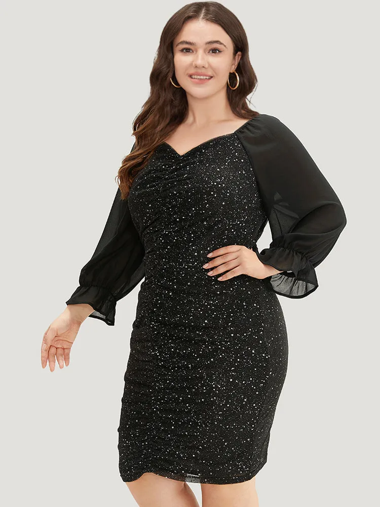 Glitte Chiffon Square Neck Ruched Dress sold by Bloomchic product image thumbnail 2