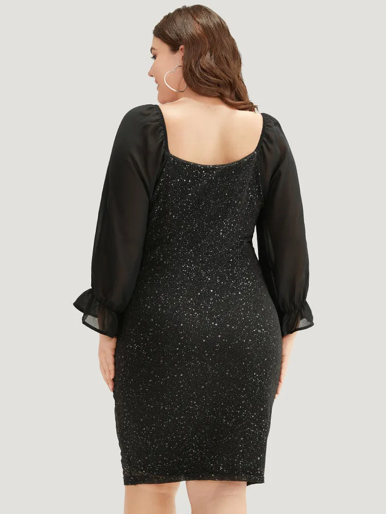 Glitte Chiffon Square Neck Ruched Dress sold by Bloomchic product image thumbnail 3