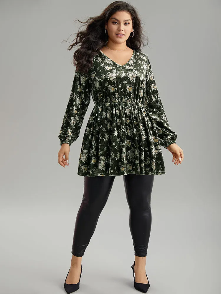 Velvet Ditsy Floral Ruffles Lantern Sleeve T-shirt sold by Bloomchic product image thumbnail 4