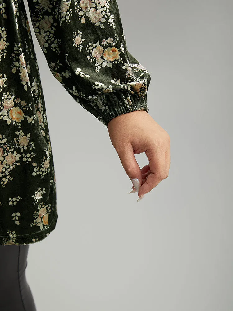 Velvet Ditsy Floral Ruffles Lantern Sleeve T-shirt sold by Bloomchic product image thumbnail 5