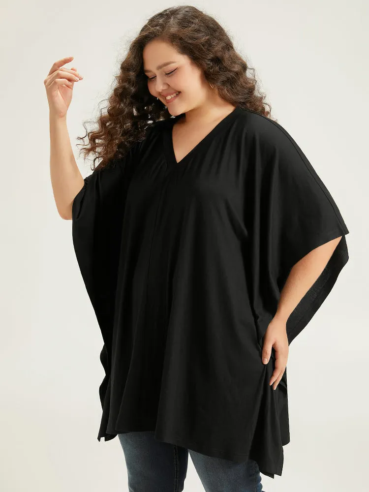 V Neck Solid Dolman Sleeve T-shirt sold by Bloomchic product image thumbnail 3