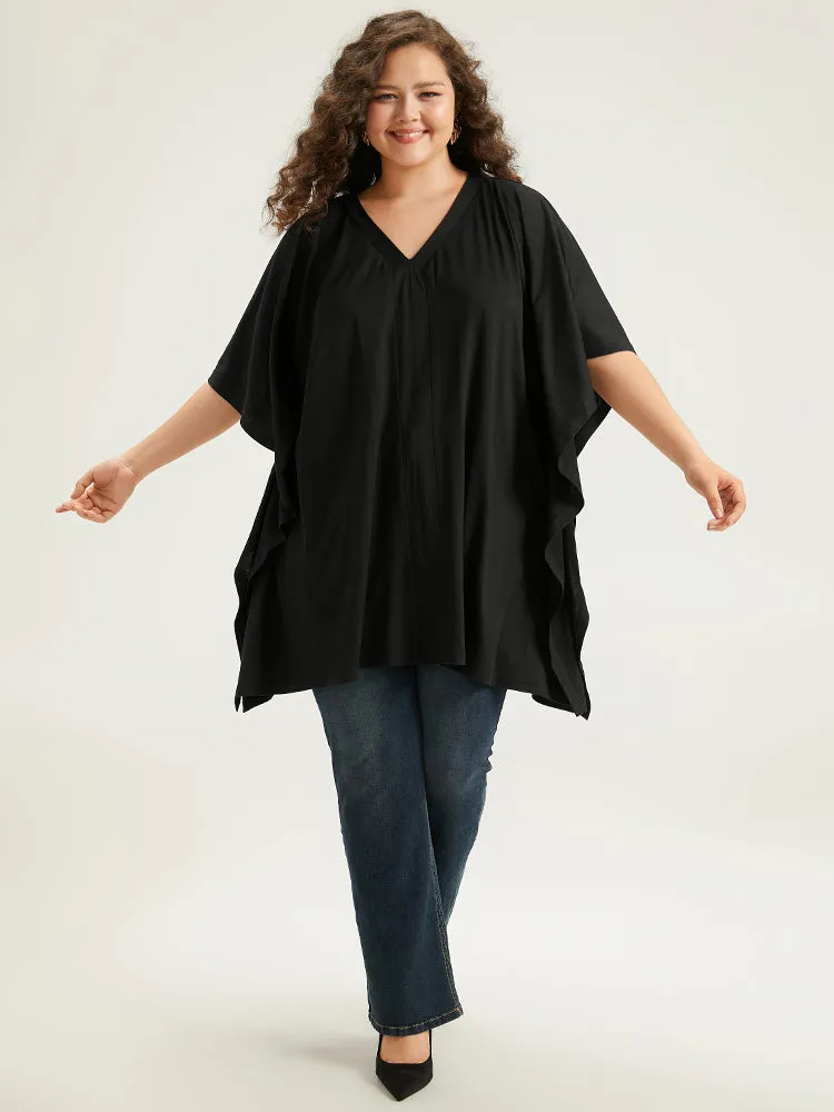V Neck Solid Dolman Sleeve T-shirt sold by Bloomchic product image thumbnail 4