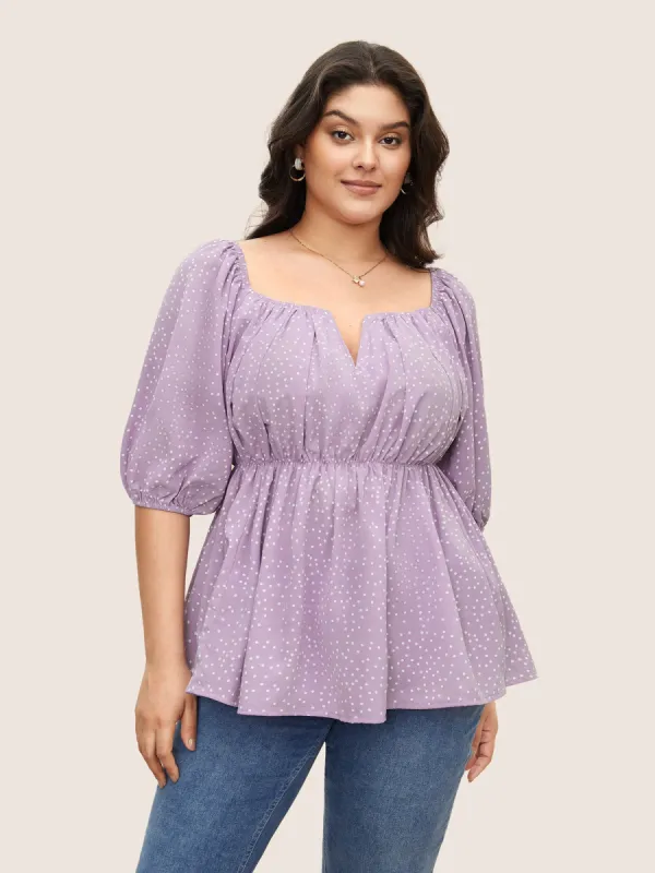 Polka Dot Puff Sleeve Ruffles Blouse sold by Bloomchic