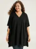 V Neck Solid Dolman Sleeve T-shirt sold by Bloomchic