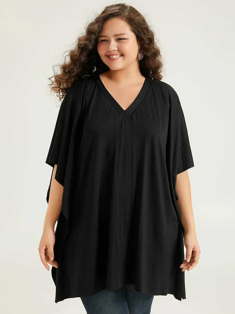 V Neck Solid Dolman Sleeve T-shirt sold by Bloomchic product image thumbnail 5