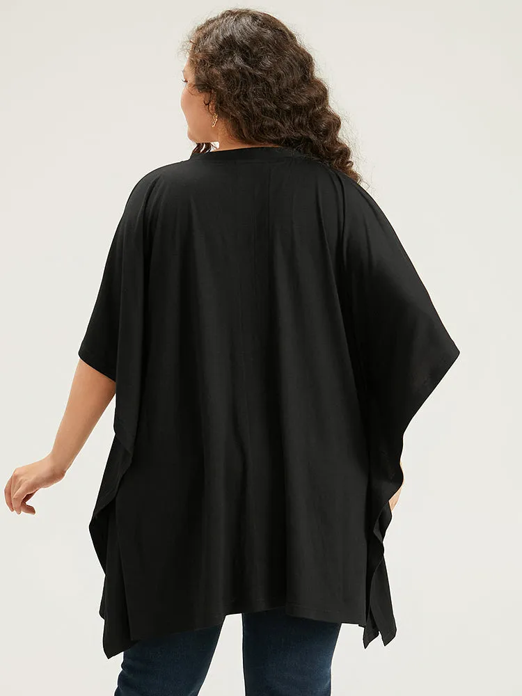 V Neck Solid Dolman Sleeve T-shirt sold by Bloomchic product image thumbnail 2