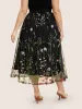 Floral Embroidered Mesh Elastic Waist Pocket Skirt sold by Bloomchic