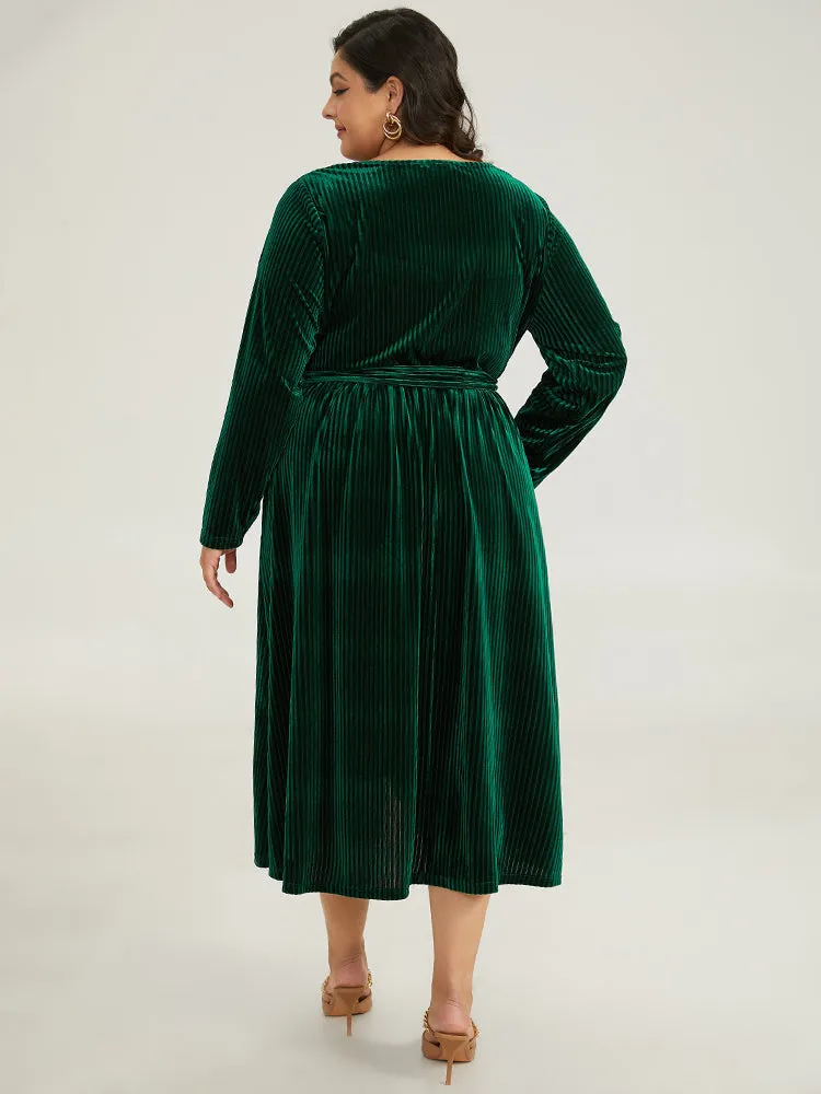 Velvet Rib Knit Wrap Hem Pocket Belted Dress sold by Bloomchic product image thumbnail 3