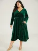 Velvet Rib Knit Wrap Hem Pocket Belted Dress sold by Bloomchic
