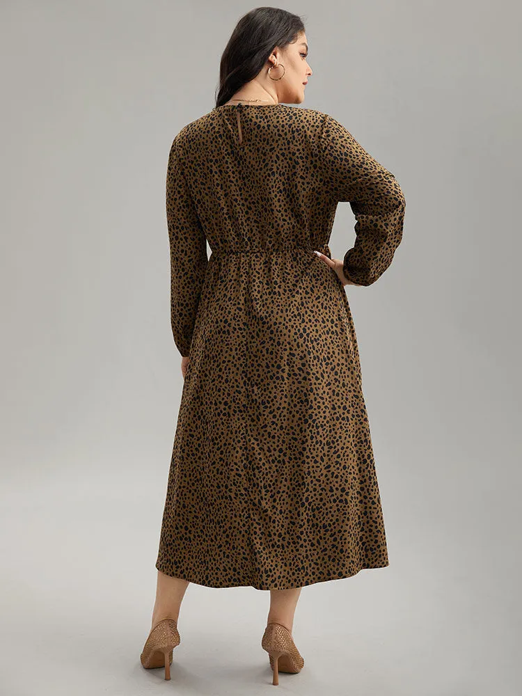 Leopard Print Pocket Split Side Keyhole Dress sold by Bloomchic product image thumbnail 2