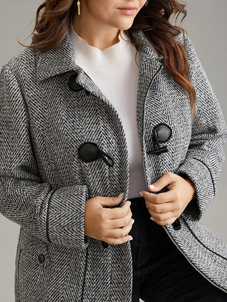 Duffle Button Zipper Pocket Tweed Coat sold by Bloomchic product image thumbnail 5