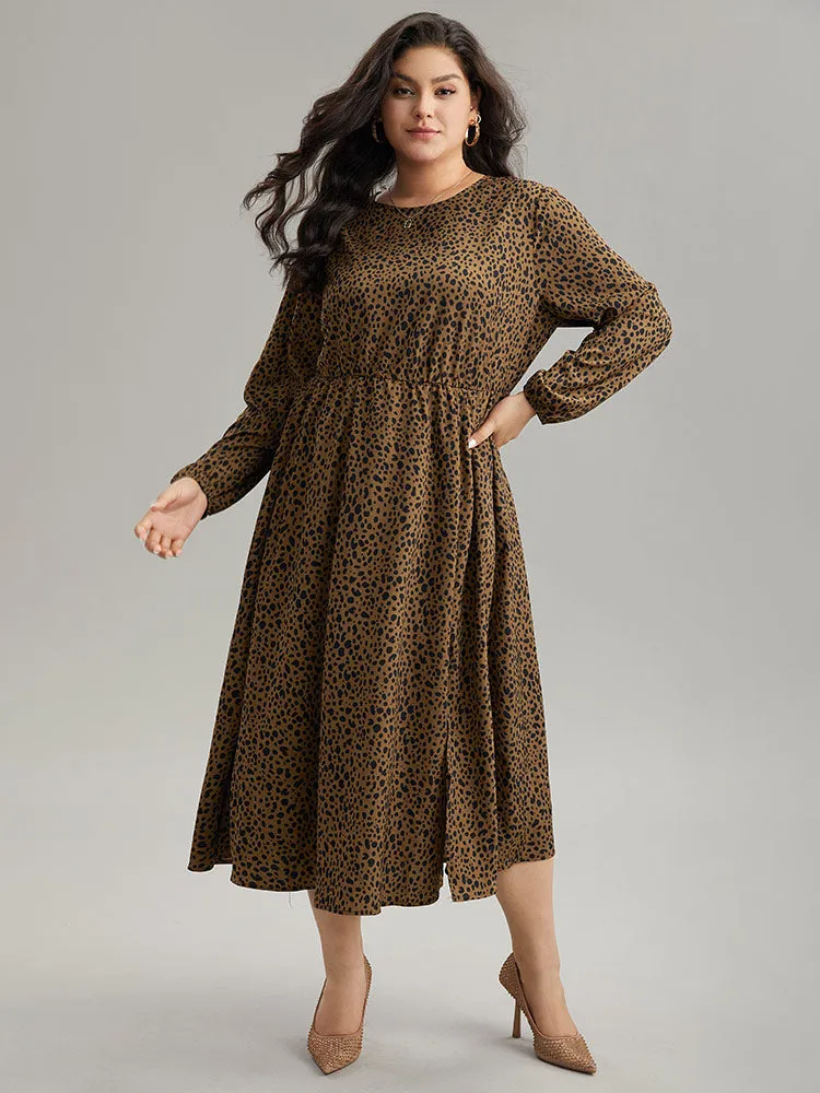 Leopard Print Pocket Split Side Keyhole Dress sold by Bloomchic product image thumbnail 3
