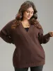 Solid Surplice Neck Elastic Cuffs Pullover sold by Bloomchic
