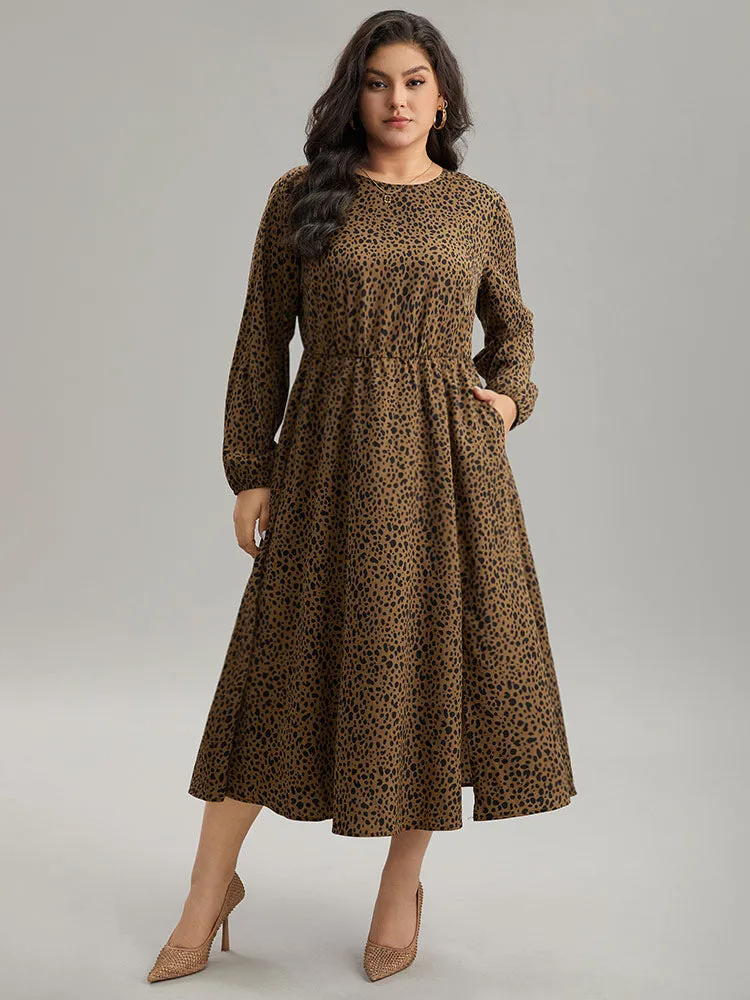 Leopard Print Pocket Split Side Keyhole Dress sold by Bloomchic