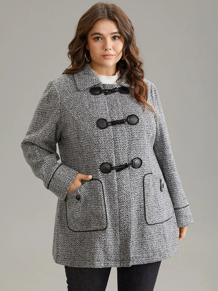 Duffle Button Zipper Pocket Tweed Coat sold by Bloomchic product image thumbnail 3