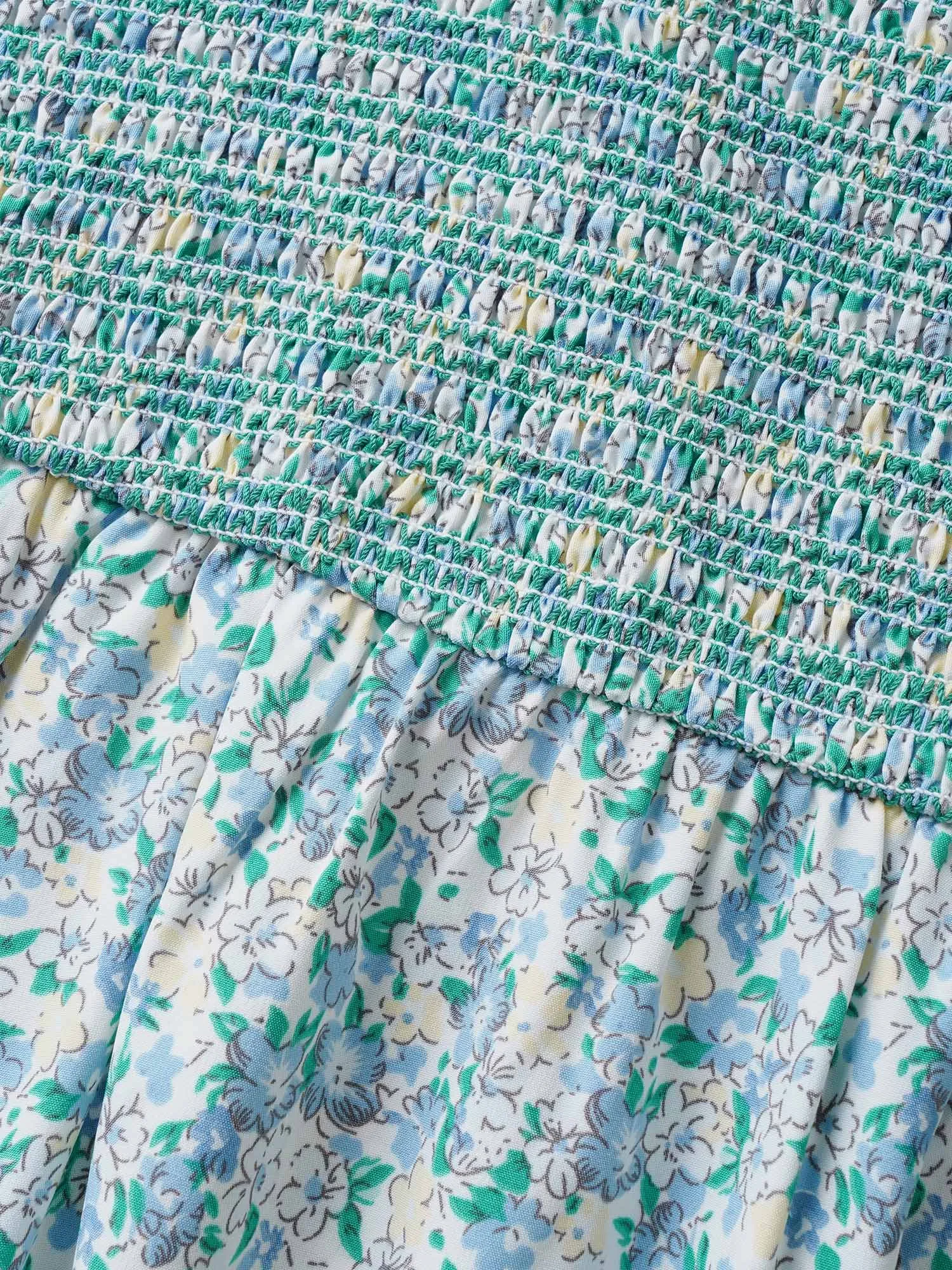 Square Neck Ditsy Floral Shirred Ruffle Sleeve Dress sold by Bloomchic product image thumbnail 5