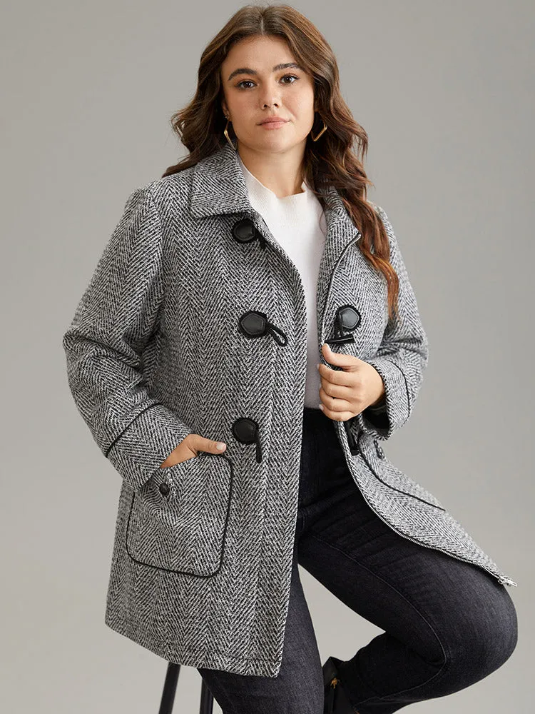 Duffle Button Zipper Pocket Tweed Coat sold by Bloomchic
