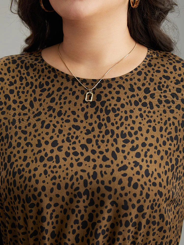 Leopard Print Pocket Split Side Keyhole Dress sold by Bloomchic product image thumbnail 5