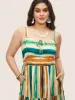 Colored Stripes Drawstring Patchwork Hem Cami Dress sold by Bloomchic