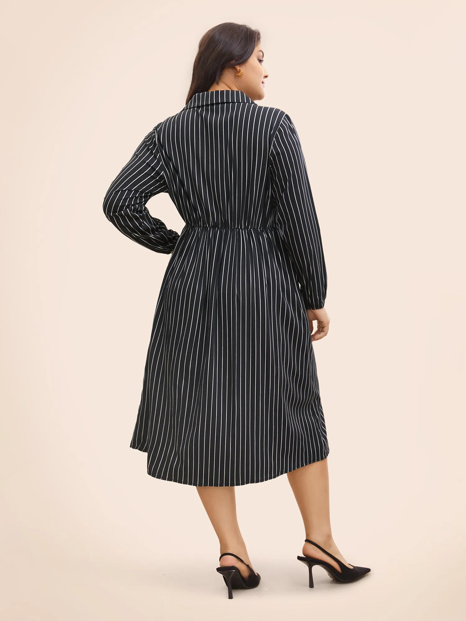 No-Gape Buttons Stretch Woven Shirt Dress sold by Bloomchic product image thumbnail 3