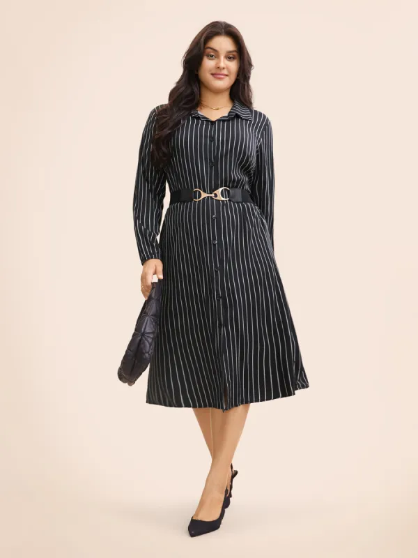 No-Gape Buttons Stretch Woven Shirt Dress sold by Bloomchic