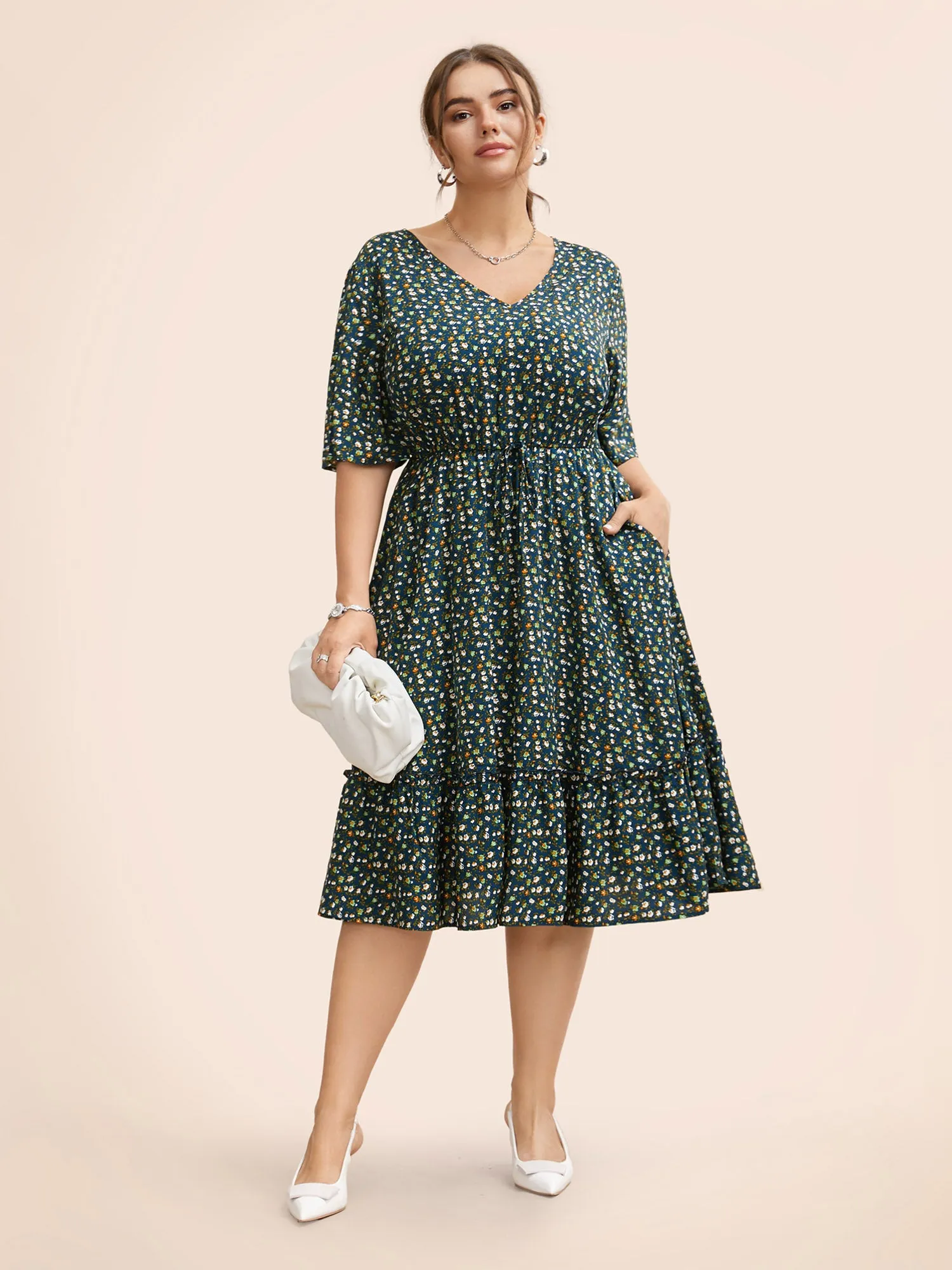 Ditsy Floral Frill Trim Tie Knot Dress sold by Bloomchic product image thumbnail 3