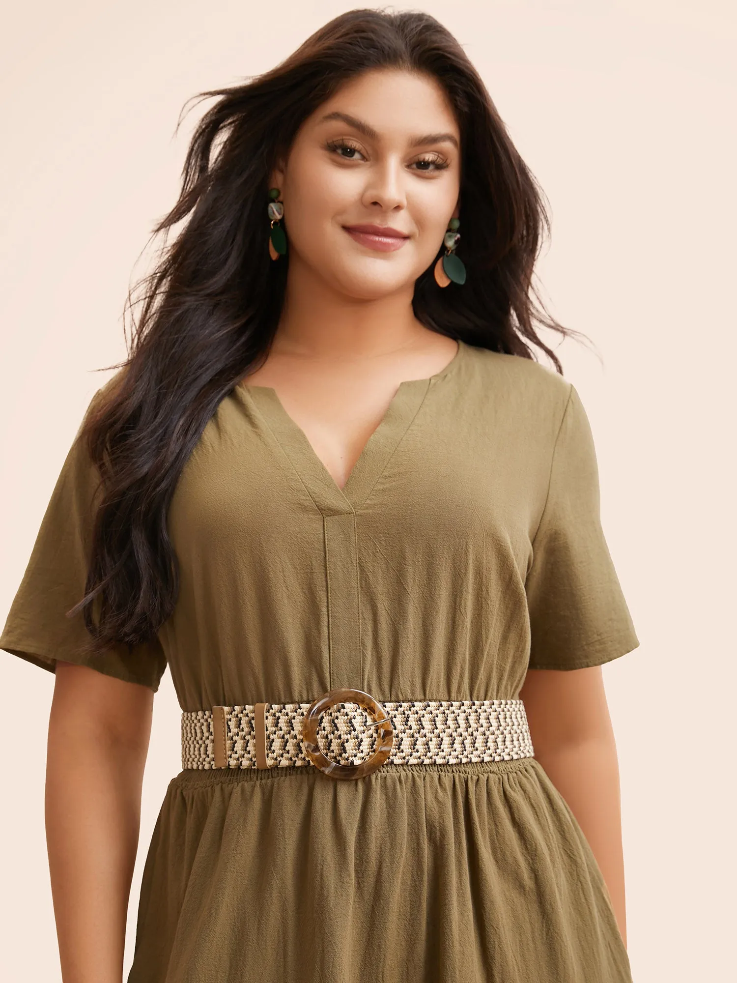 Round Buckle Woven Belt sold by Bloomchic