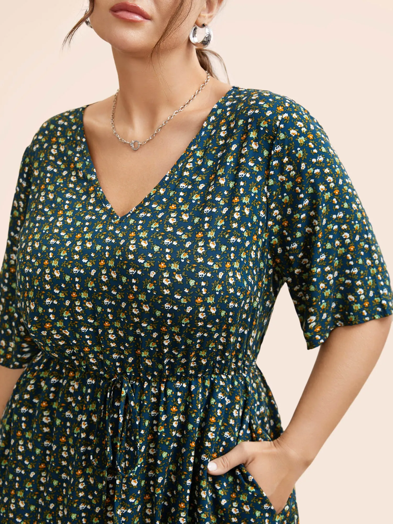 Ditsy Floral Frill Trim Tie Knot Dress sold by Bloomchic product image thumbnail 2