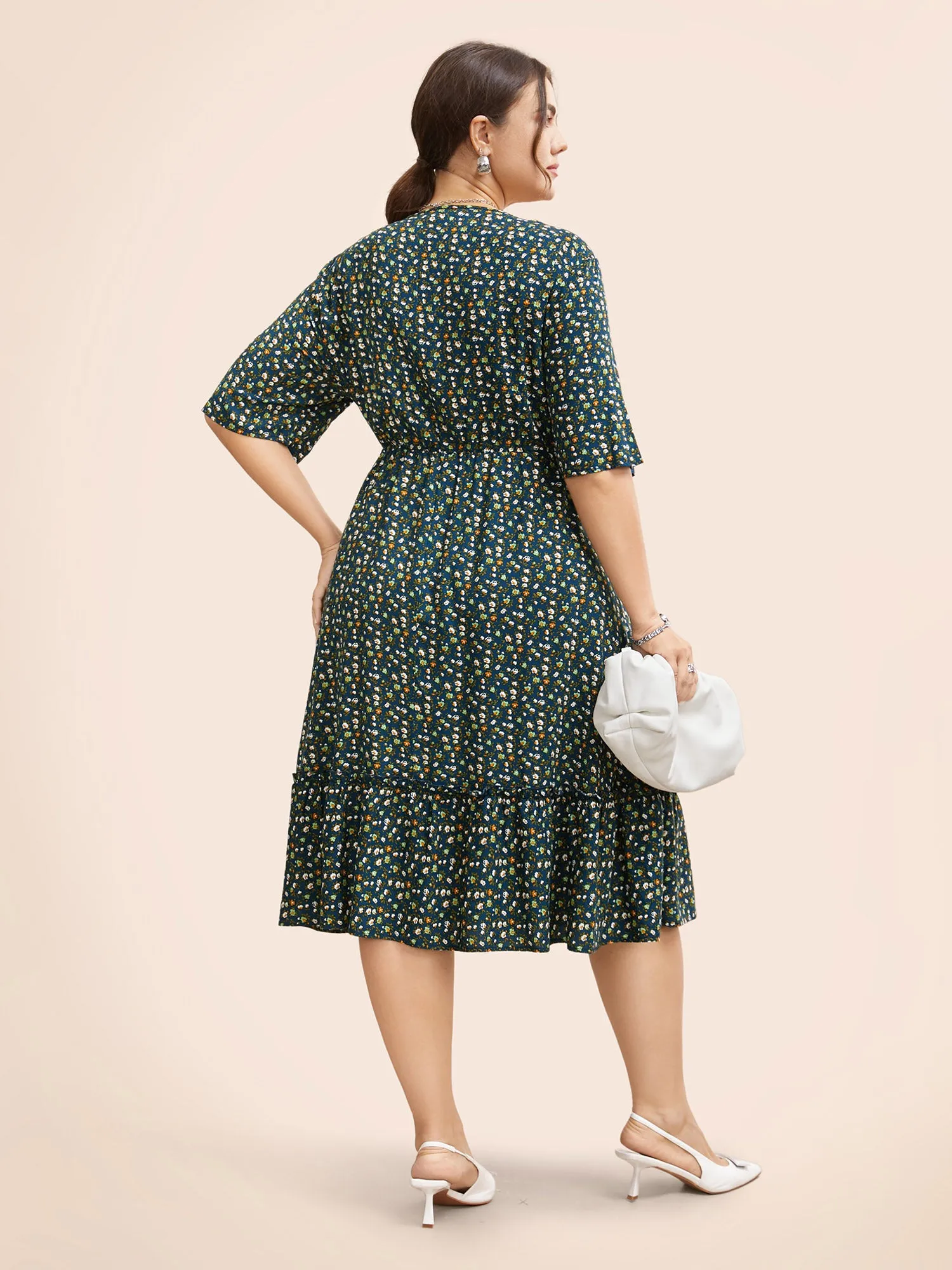 Ditsy Floral Frill Trim Tie Knot Dress sold by Bloomchic product image thumbnail 4