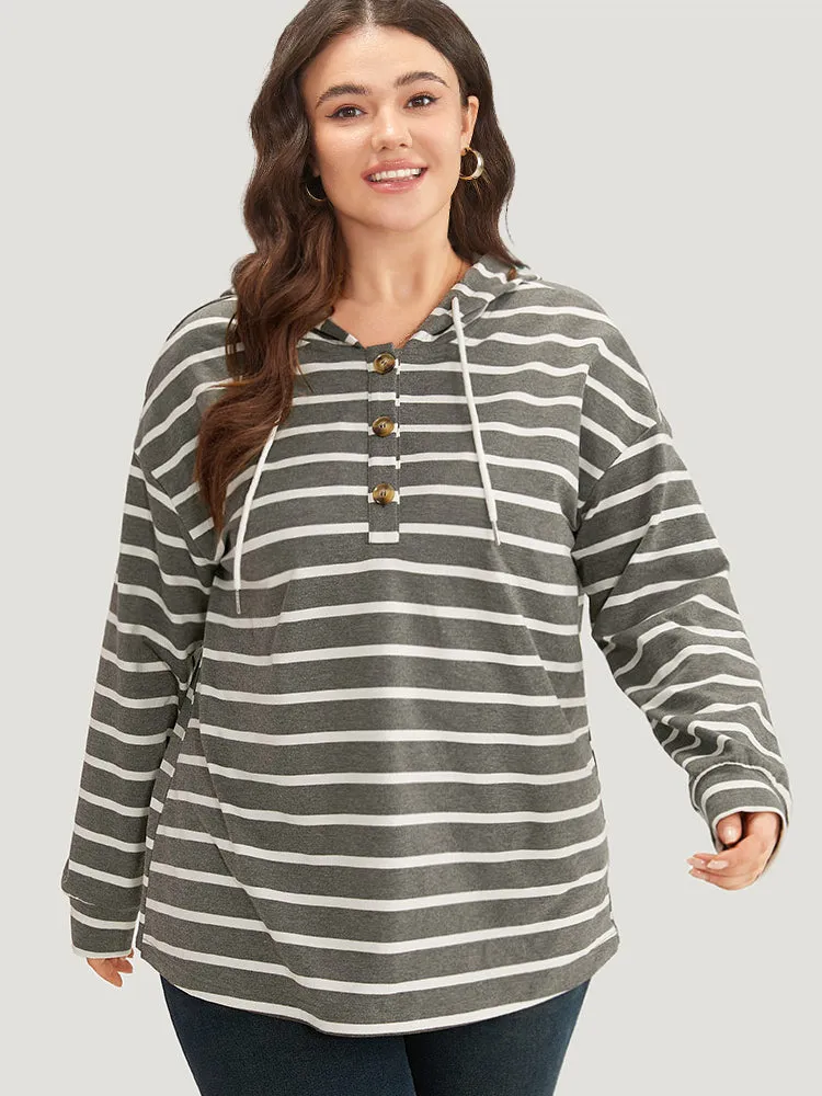 Striped Button Up Hooded Sweatshirt sold by Bloomchic product image thumbnail 5