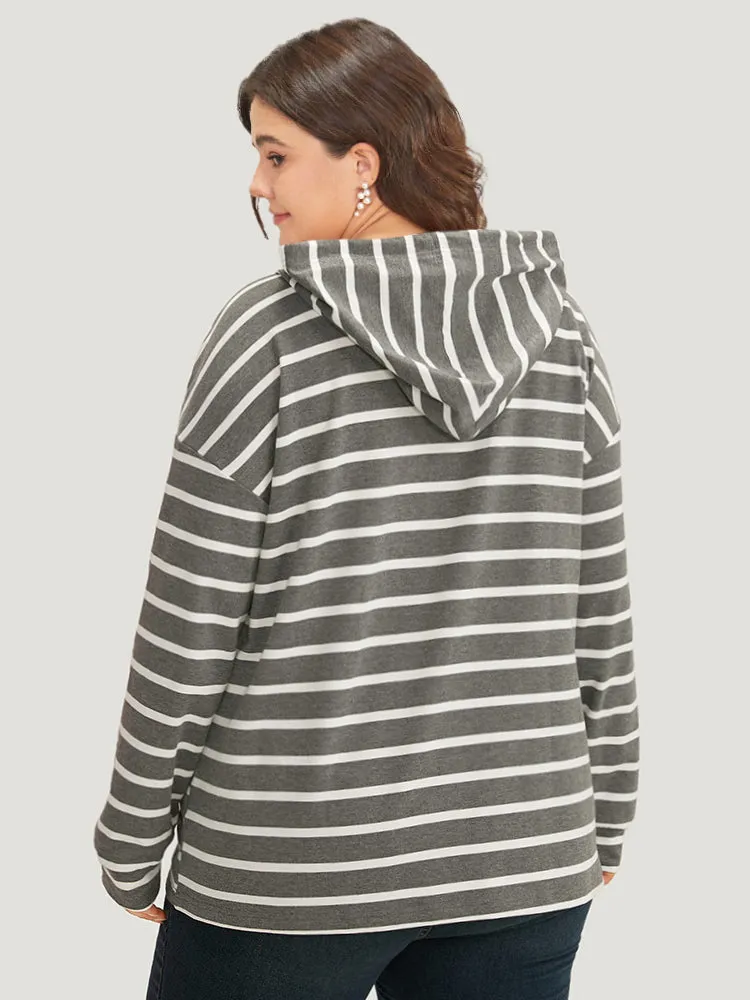 Striped Button Up Hooded Sweatshirt sold by Bloomchic product image thumbnail 2