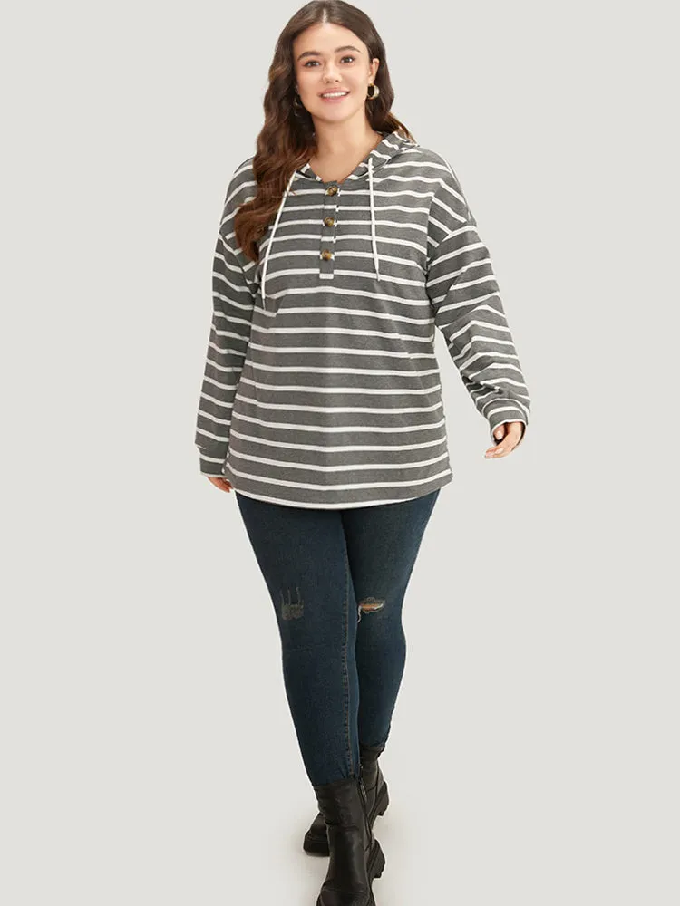 Striped Button Up Hooded Sweatshirt sold by Bloomchic product image thumbnail 4