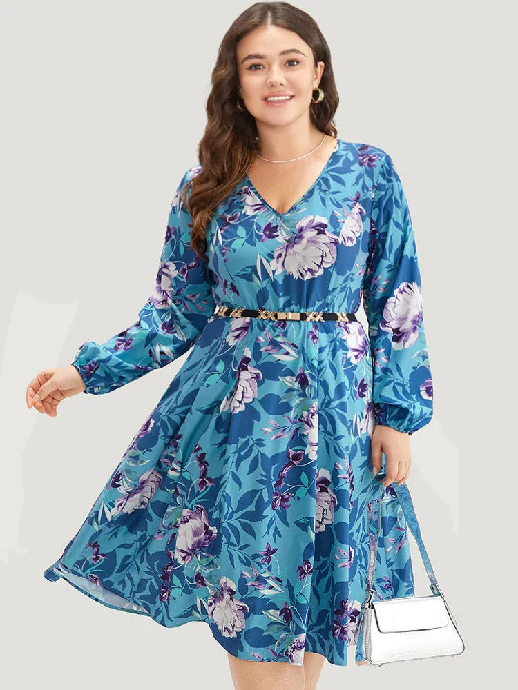 Floral Print Pleated Flutter Zipper Dress sold by Bloomchic