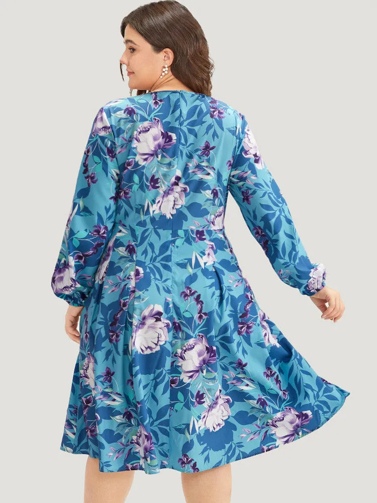 Floral Print Pleated Flutter Zipper Dress sold by Bloomchic product image thumbnail 2